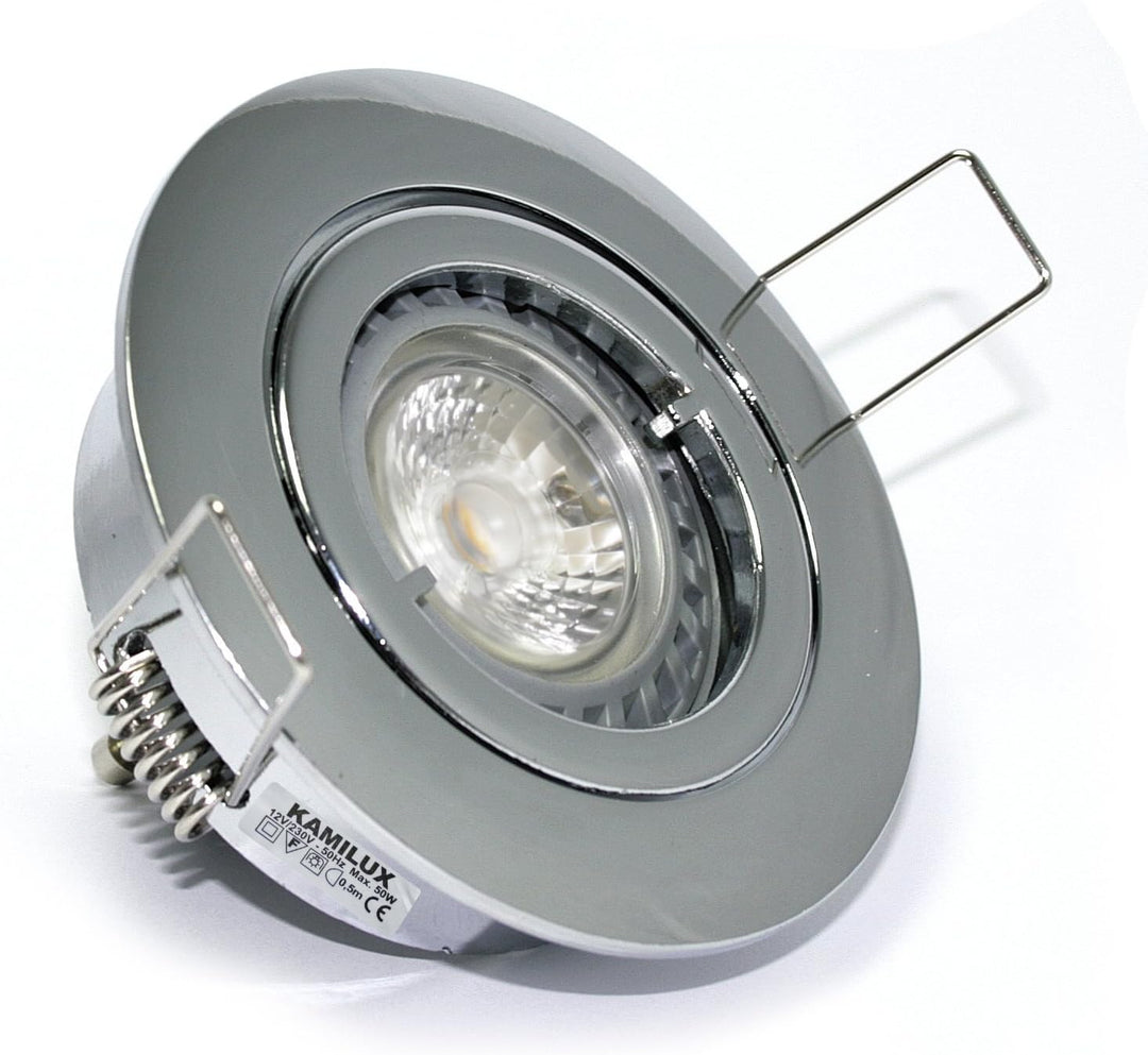 Kamilux 3er Set Einbaustrahler/Spot Bajo in chrom glänzend, Halogen oder LED geeignet, inkl. GU10 Fa