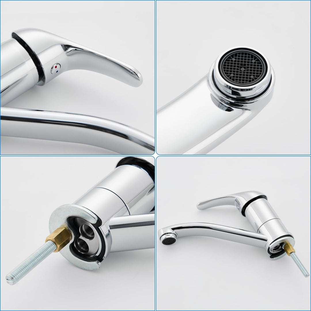 Wasserhahn Bad Klein Waschtischarmatur, Waschbecken Armaturen 360° Drehbar, Armatur Badezimmer Einhe
