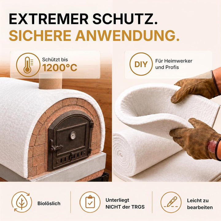 HeWaTherm Keramikfasermatte (Bio-Wolle) 1200°C / 96kg 1000 x 610 x 50,8mm