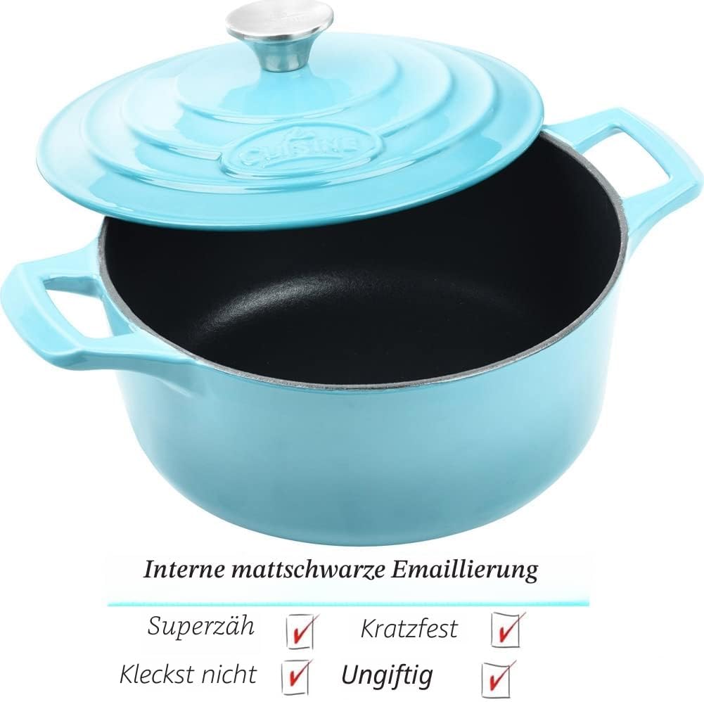 La Cuisine 4175MB Premium Enameled Cast Iron Covered Dutch Oven, Casserole, Pot, 2.1 Quart (QT) - Ma