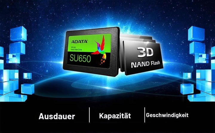 ADATA Ultimate SU650 Interne Solid State Drive 480 GB 3D-NAND SSD-Festplatte, schwarz 480GB