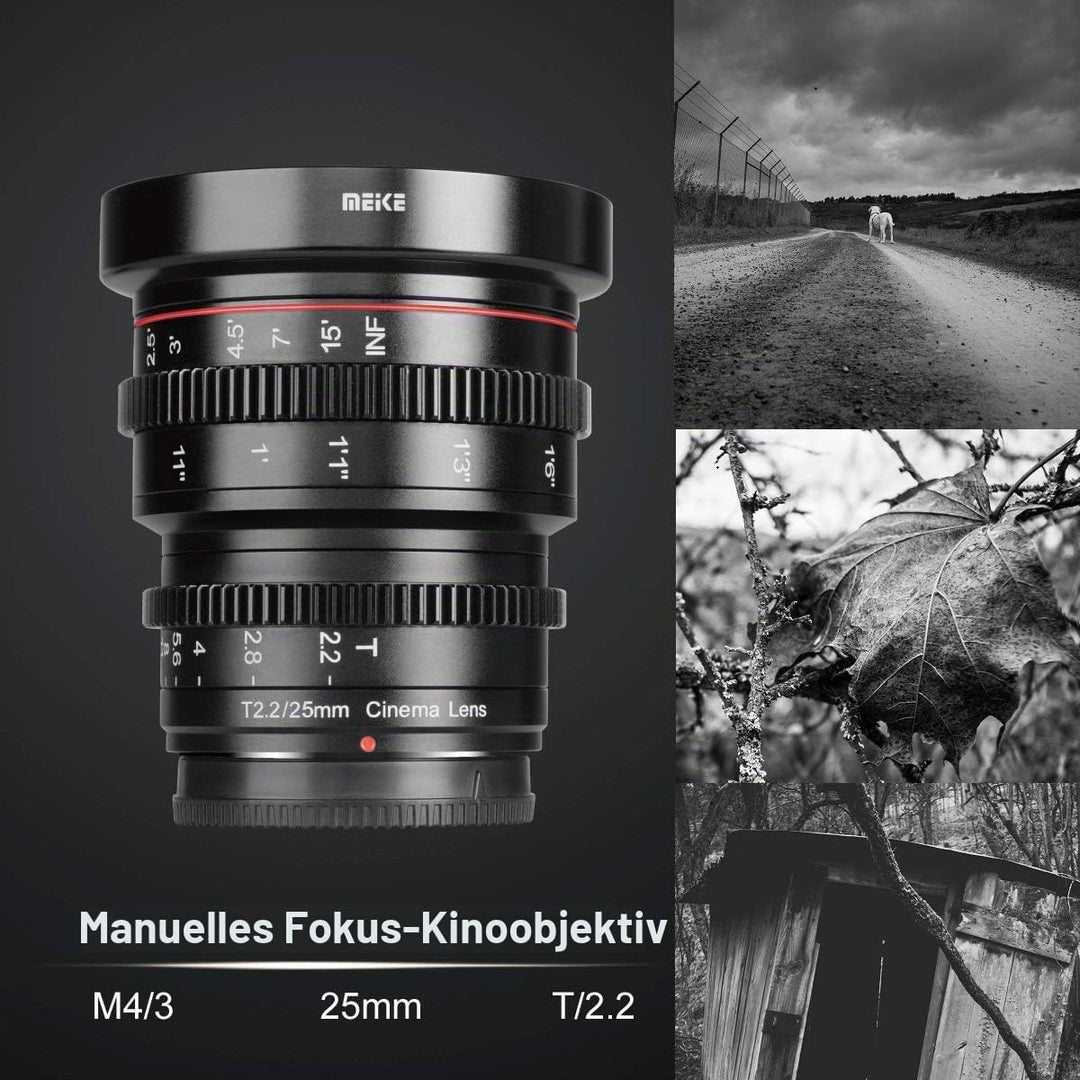 Meike 25mm T2.2 Manual Focus Mini Prime Low Distortion Imperial Cinema Lens for Micro Four Thirds MF