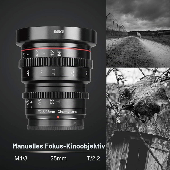 Meike 25mm T2.2 Manual Focus Mini Prime Low Distortion Imperial Cinema Lens for Micro Four Thirds MF