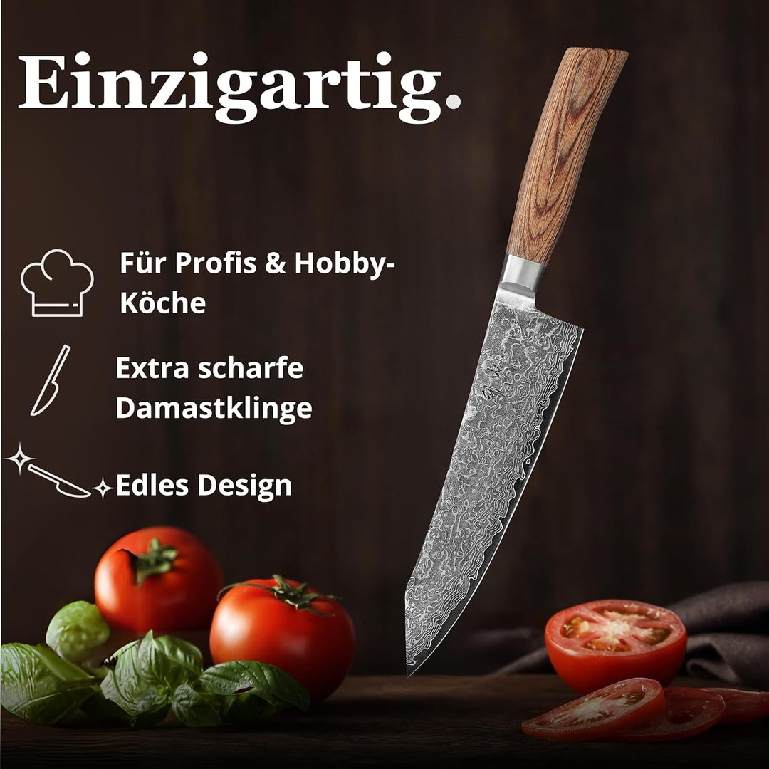 Wakoli EDIB Pro Premium Kiritsuke Chefmesser mit 20 cm Klinge gefertigt aus 67 Lagen echtem Damastst