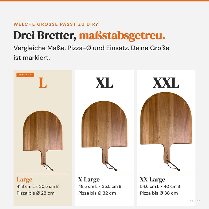 Pizzaschieber Holz 30,5 × 41,8 cm – Akazienholz Pizzabrett &amp; Pizzaschaufel | Handgemachtes Servierbr