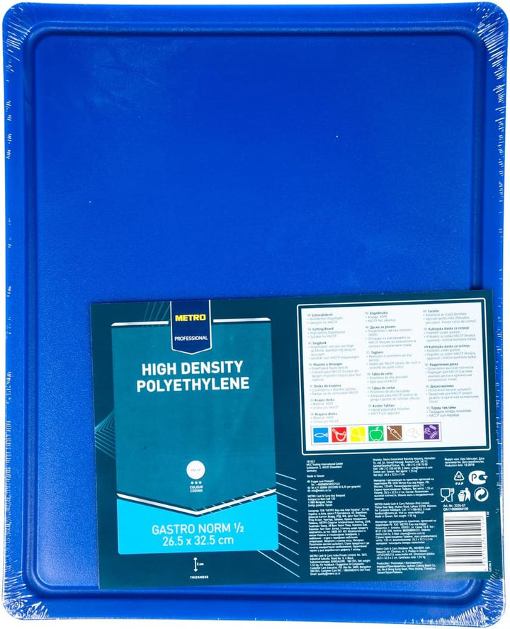 METRO Professional Schneidebrett, GN 1/2, hochdichtes Polyethylen (HDPE), 32.5 x 26.5 x 2 cm (blau),