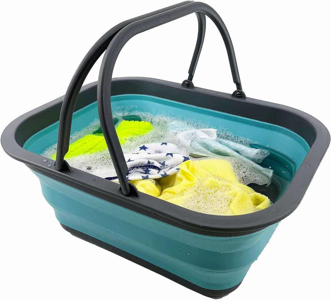 SAMMART 15L Zusammenklappbarer Korb mit Griff - Tragbarer Picknickkorb/Krater für den Aussenbereich