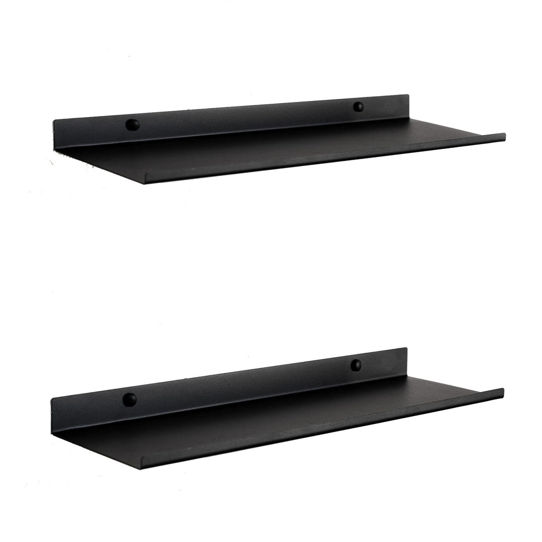 MILUKA Wandregal Schwarz aus Metall | 2er Set Schweberegale Schwarz 50 cm | Badezimmer Regal Wand |