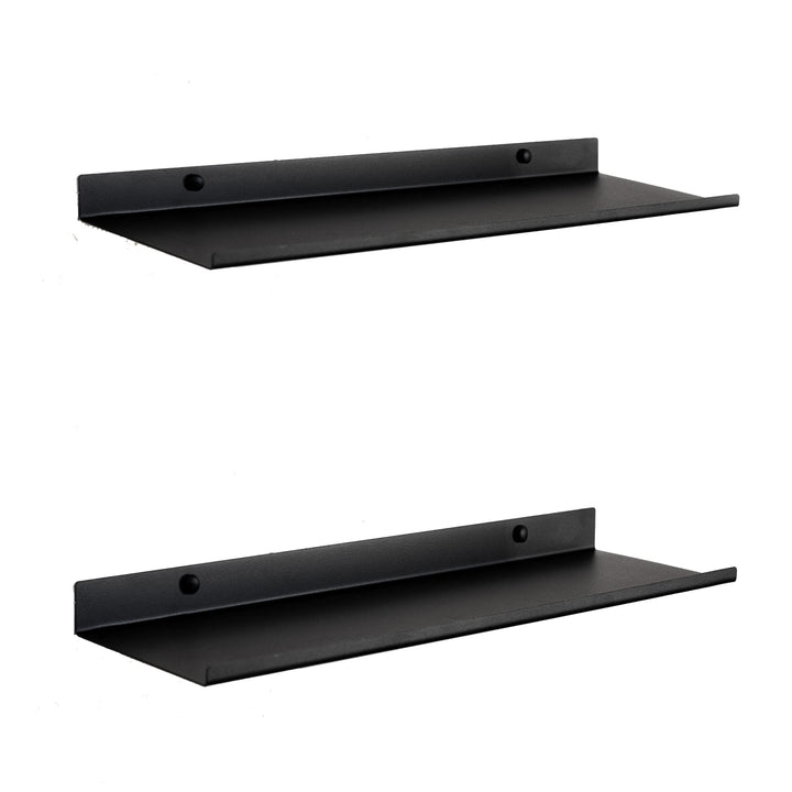 MILUKA Wandregal Schwarz aus Metall | 2er Set Schweberegale Schwarz 50 cm | Badezimmer Regal Wand |