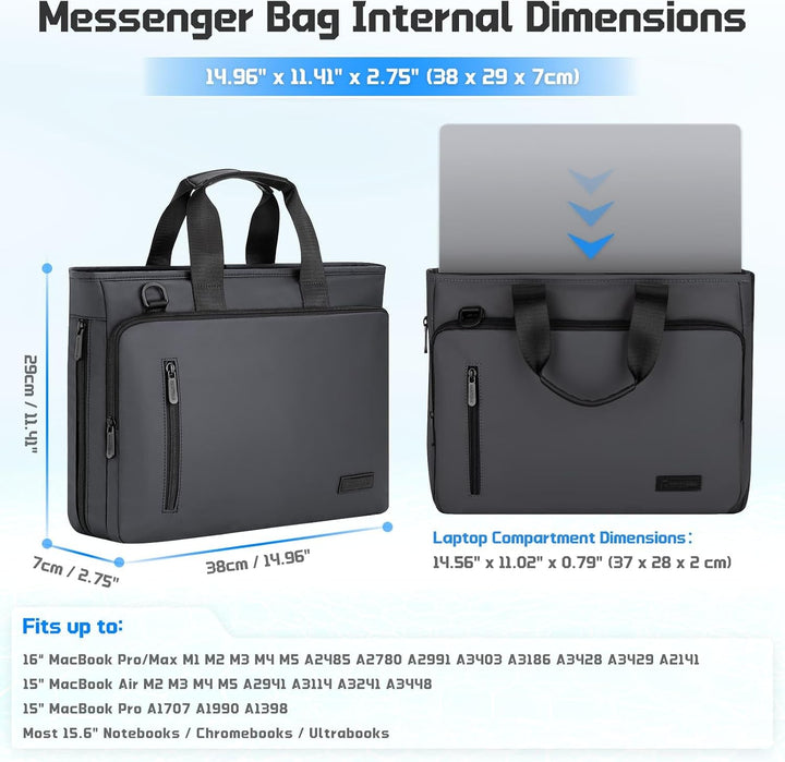 RAINYEAR Erweiterbare Laptop-Aktentasche für 15,6-Zoll-Messenger-Tasche | Wasserabweisende Laptoptas