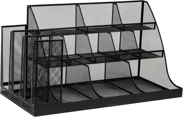 Mind Reader Network Collection, 14-Compartment Coffee Cup and Condiment Countertop Organizer, Metal