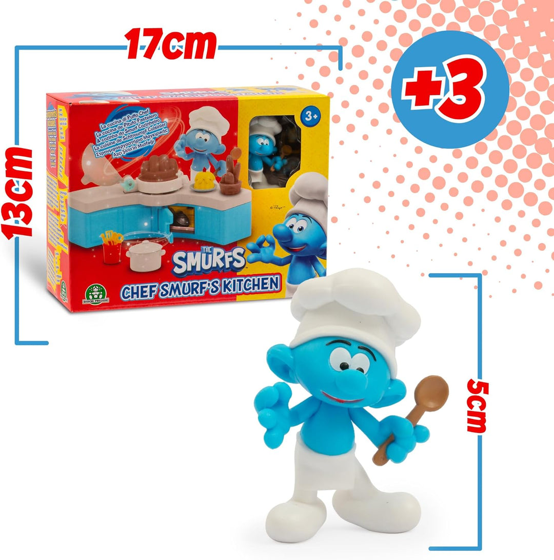 Giochi Preziosi Die Schlümpfe, Schlumpfkoch-Mini-Spielset mit Küche und Zubehör, enthält Exklusive 5