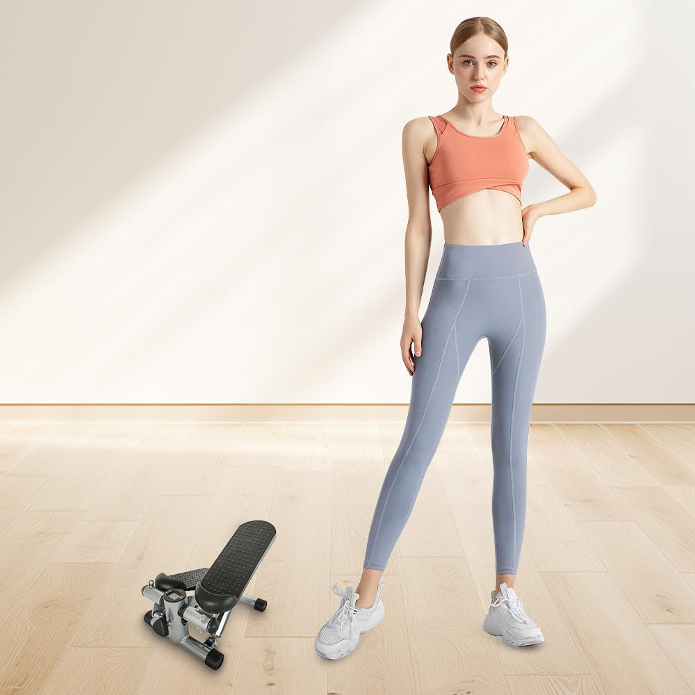 Stepper 2-in-1 mit elastischen Seilen, Mini-Stepper für Wohnung mit Display, multifunktional, Steppe