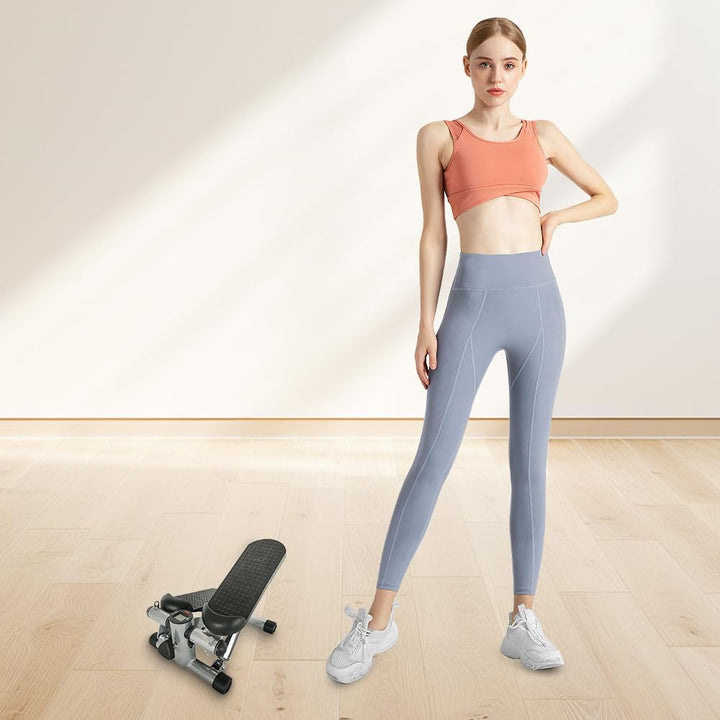 Stepper 2-in-1 mit elastischen Seilen, Mini-Stepper für Wohnung mit Display, multifunktional, Steppe