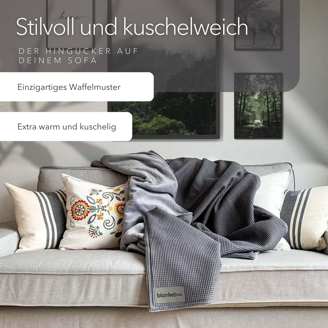 blanketino Kuscheldecke - Kuschlig warme Sofadecke Wohndecke 145 x 210 cm aus extra weichem Wellness