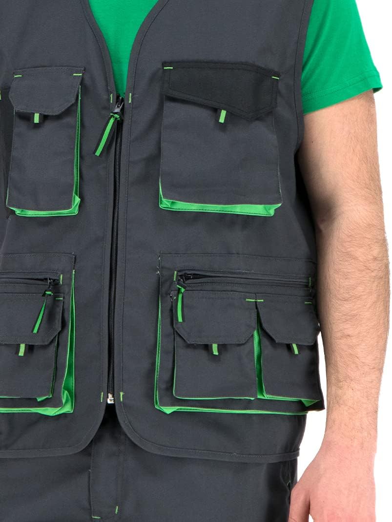 BWOLF Brave Multifunktionale Arbeitsweste Herren Arbeitsweste Multitaschen mit Reissverschluss + ver