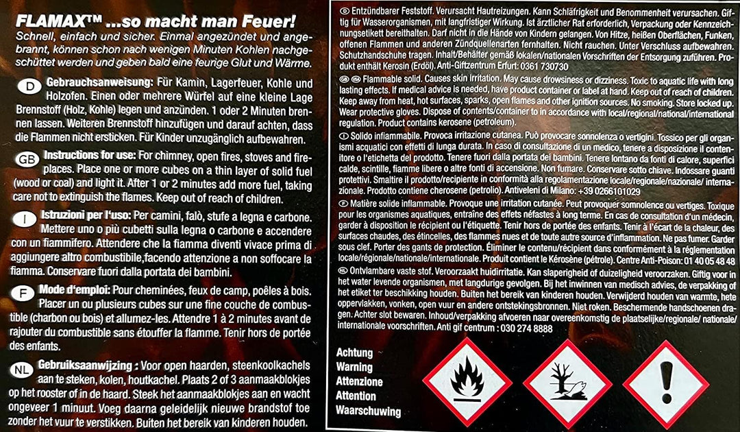 384x Kohleanzünder Kaminzünder Anzündwürfel Grillanzünder Kaminanzünder 8x 48er Ofenanzünder Feueran