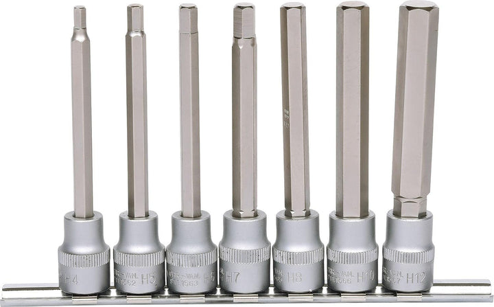 KS Tools 911.1560 3/8" Bit-Stecknuss-Satz Innensechskant, lang, 7-tlg., Farbe