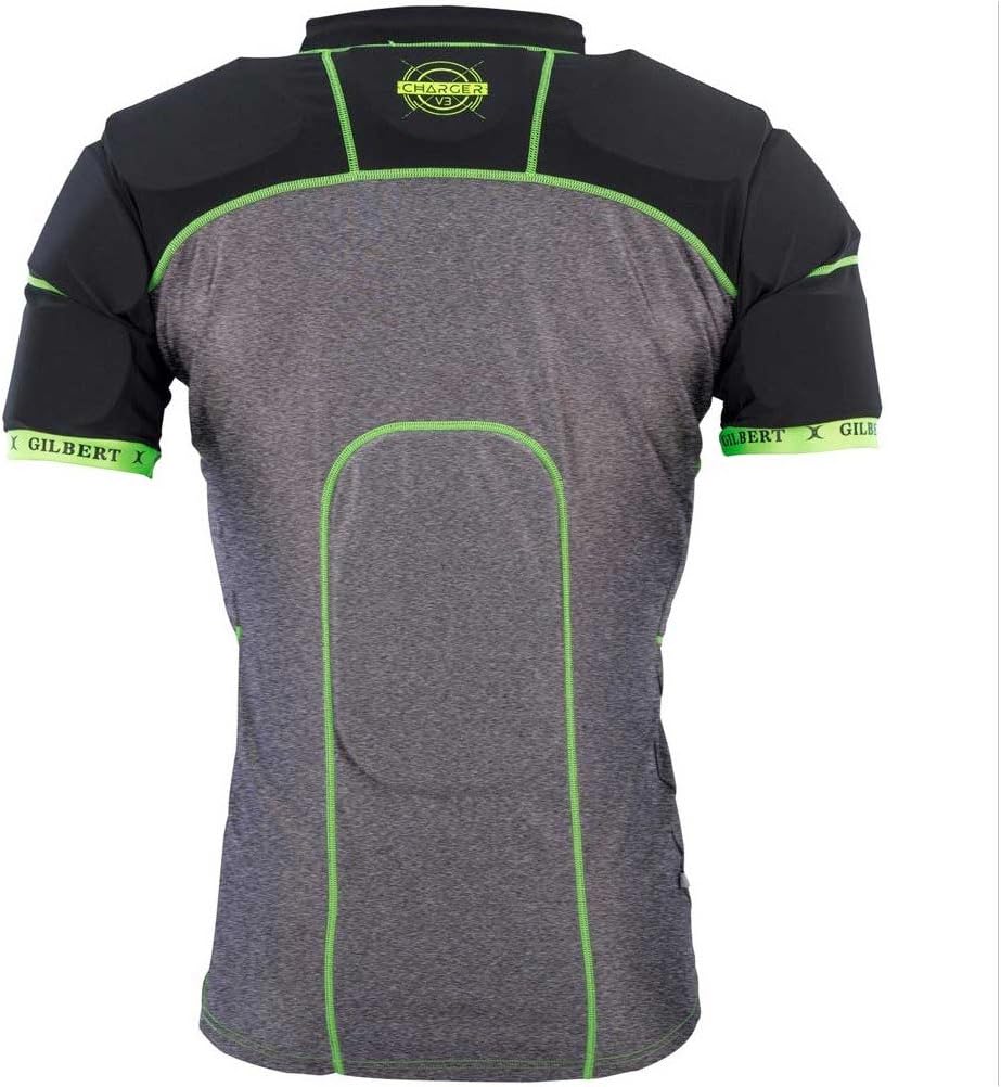 Gilbert Schulterpolster Rugby – Kinder – Charger X1 Schwarz/Grau/Grün XS, Schwarz/Grau/Grün XS