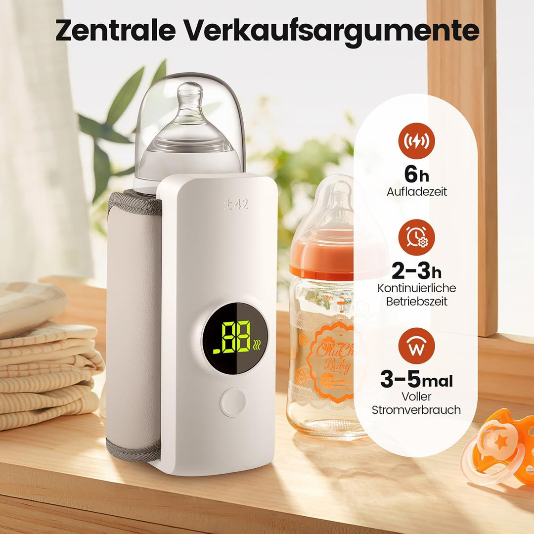 FlaschenwäRmer Baby Unterwegs,Tragbarer FlaschenwäRmer Baby Mit Lcd-Display,Mobiler FlaschenwäRmer B