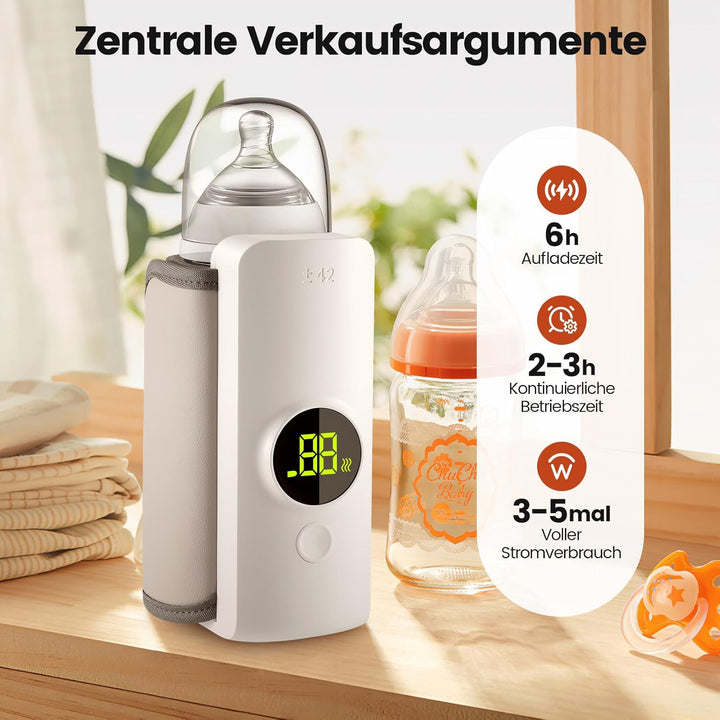 FlaschenwäRmer Baby Unterwegs,Tragbarer FlaschenwäRmer Baby Mit Lcd-Display,Mobiler FlaschenwäRmer B