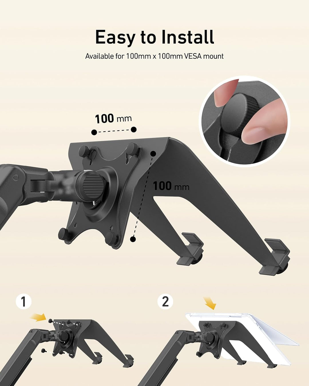 Ergounion VESA Laptop Adapter für Monitorarm – 100 x 100 mm VESA Laptop Halterung – Armhalterung für