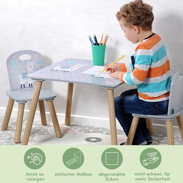 Kesper | Kindertisch mit 2 Stühlen, Material: Faserplatte, Masse: Tisch: 55 x 55 x 45 cm, Stuhl: 27