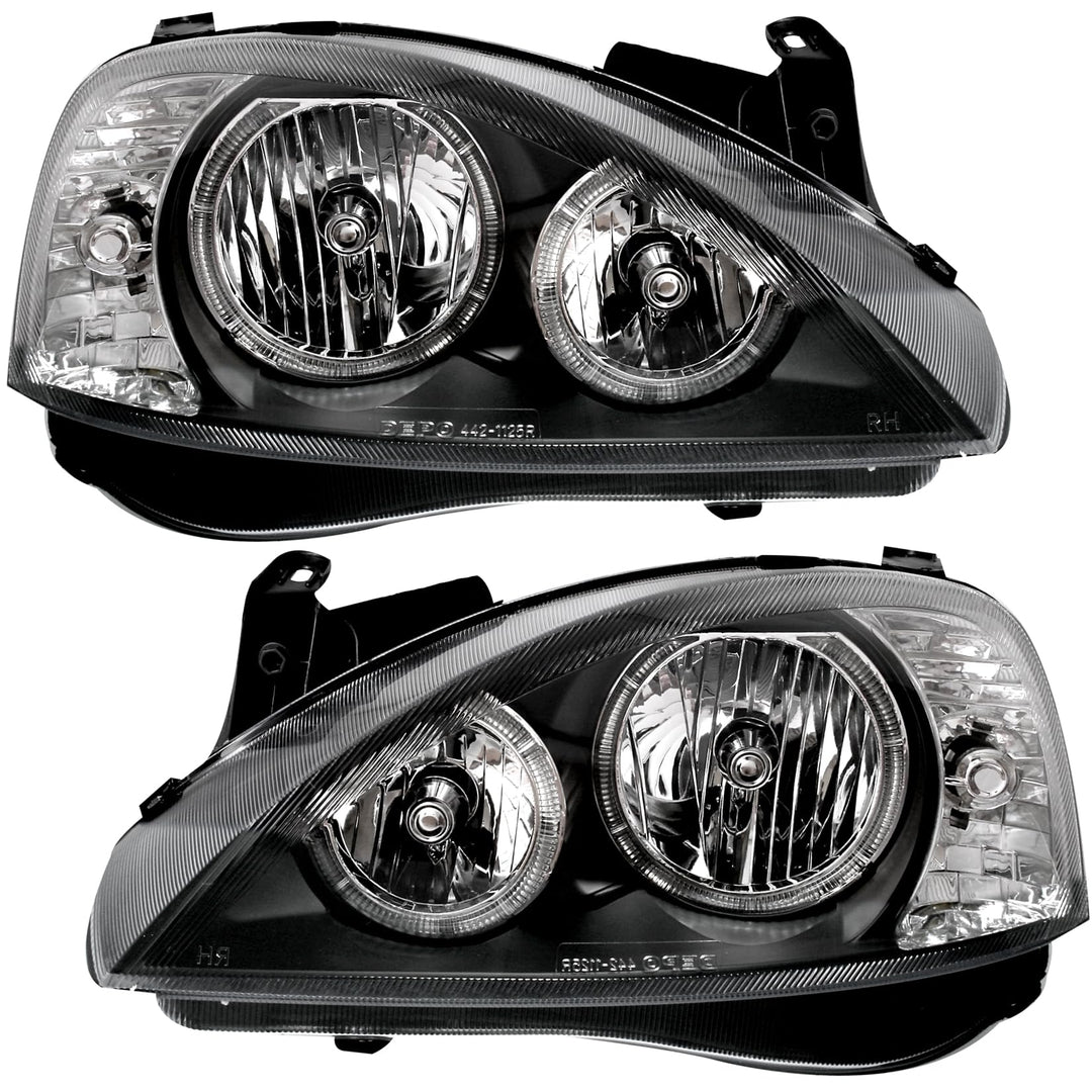 AD Tuning GmbH &amp; Co. KG DEPO Angel Eyes Scheinwerfer Klarglas Schwarz mit Standlichtringe