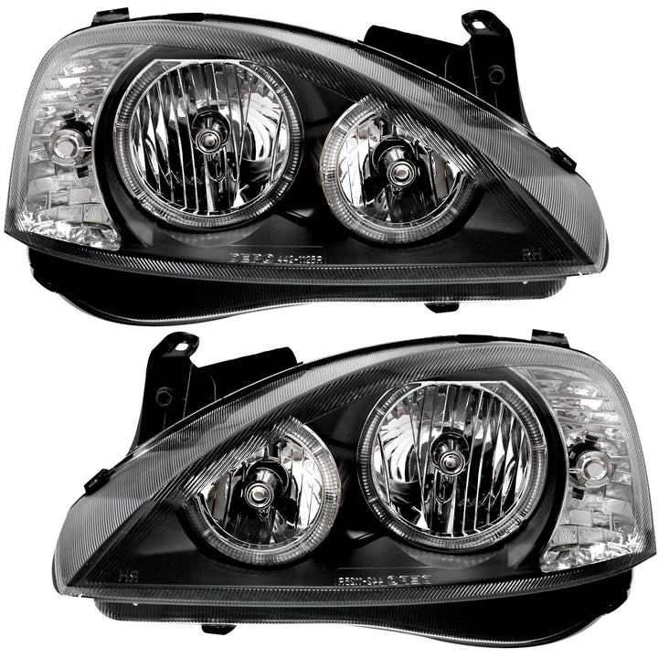 AD Tuning GmbH &amp; Co. KG DEPO Angel Eyes Scheinwerfer Klarglas Schwarz mit Standlichtringe
