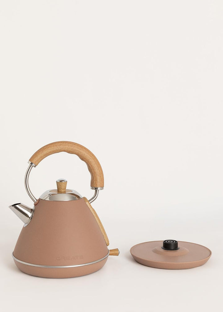 CREATE/KETTLE RETRO M/Elektrischer Wasserkocher Mokka/Schnelles Aufkochen, Fassungsvermögen 1L, Absc