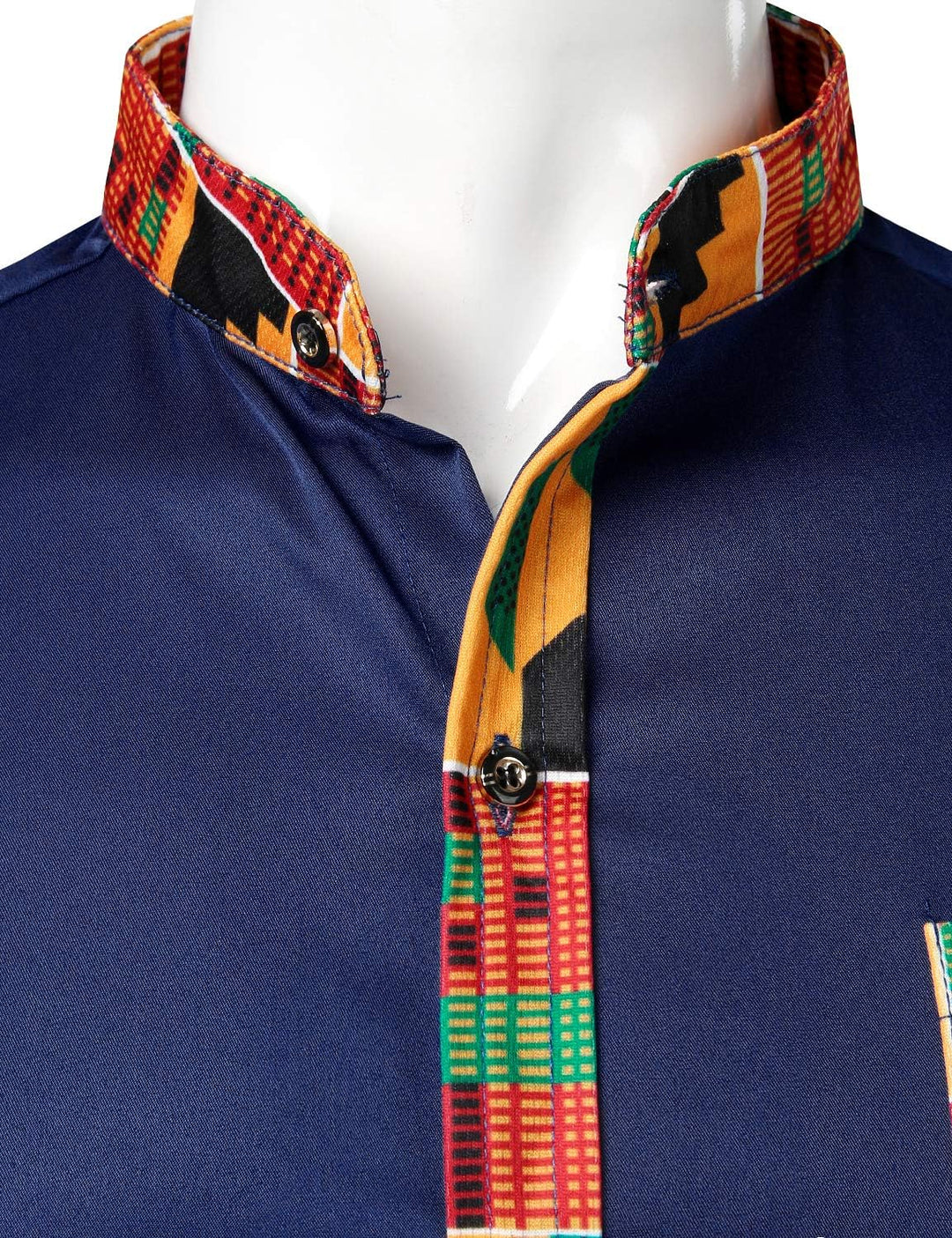 PARKLEES Herren African Tribal Grafik Patchwork Design Slim Fit Langarm Freizeithemd Party Shirt für