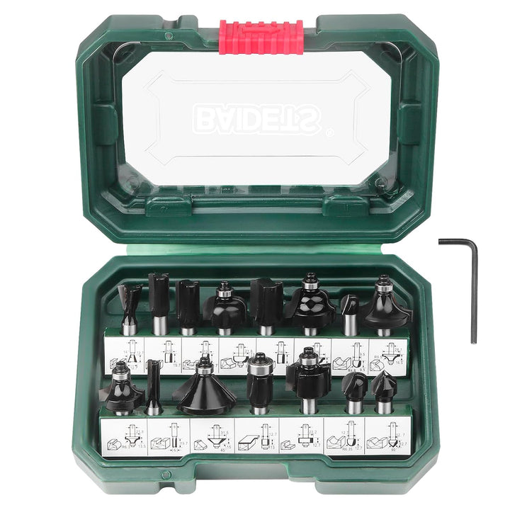 BAIDETS Pro 15tlg. Fräser Set für Holz - Hartmetall Fräsersatz, Zubehör Oberfräsen mit 8mm Schaft. 1