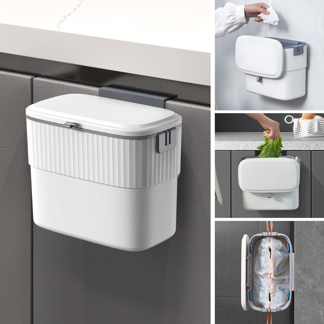 ELPHECO Küchenmülleimer – 1,8 Gallonen Hängender Mülleimer mit Deckel, 7 Liter Wandmülleimer für Küc