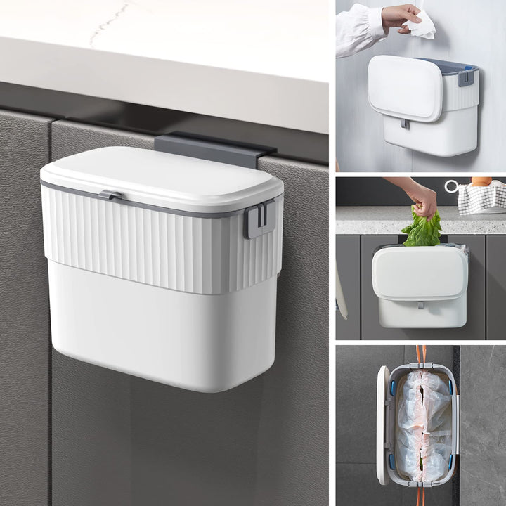 ELPHECO Küchenmülleimer – 1,8 Gallonen Hängender Mülleimer mit Deckel, 7 Liter Wandmülleimer für Küc