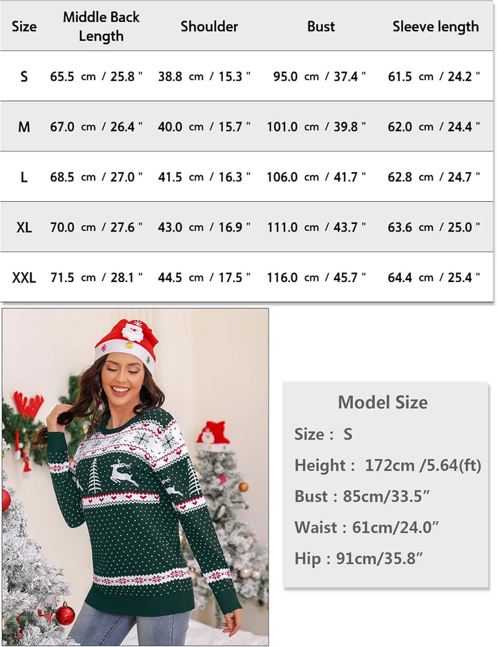 Totatuit Weihnachtspullover Damen Hässliche Christmas Sweater Feinstrick Strickpullover Xmas Sweater