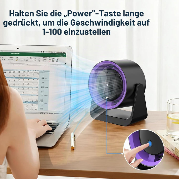 Schreibtischventilator, fünf Lüftergeschwindigkeiten, 180-Grad-Rotationseinstellung Tischventilator