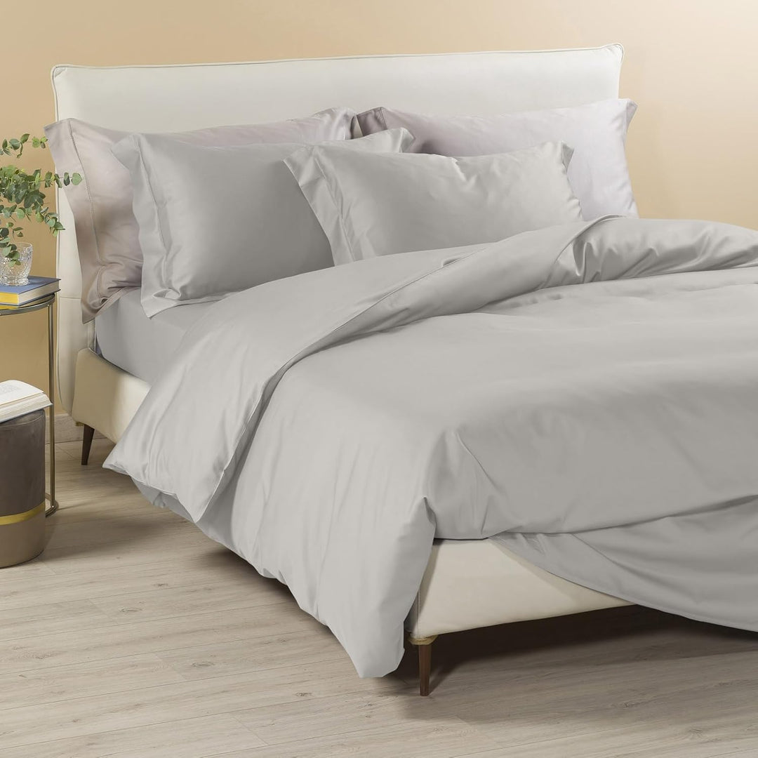 Caleffi Satin Bettwäscheset, Baumwolle, Silber/schwarz, 160 x 190 cm 160 x 190 cm Silber / Schwarz,