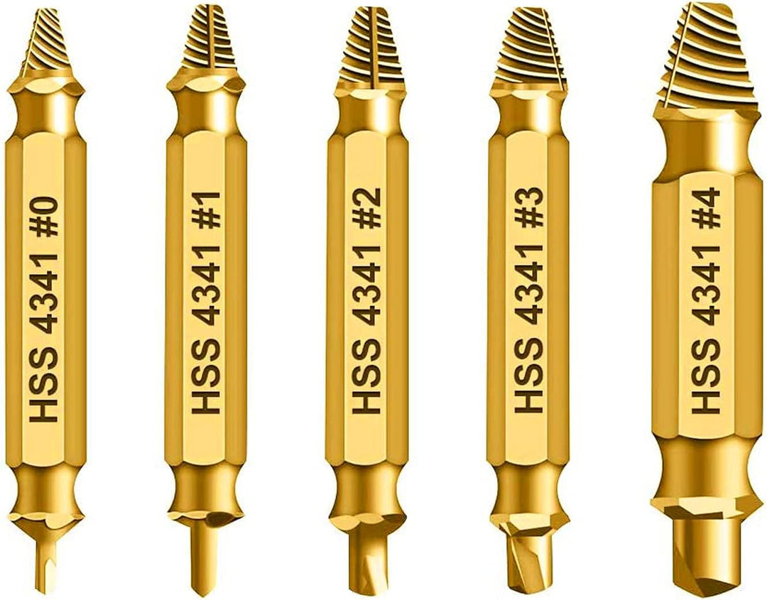 HSS 4341 Schraubenausdreher Set, 5-teilig, M3-M18, Beschädigte Schrauben Entferner, Linksdreher mit