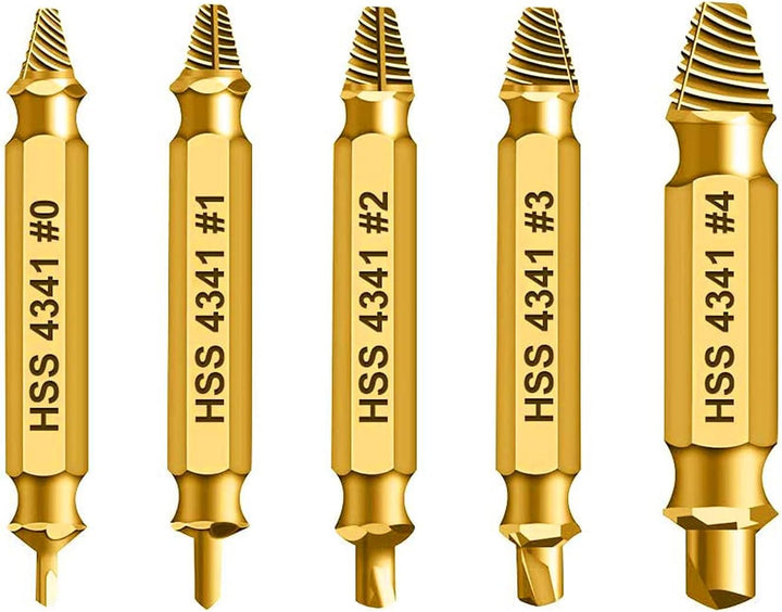 HSS 4341 Schraubenausdreher Set, 5-teilig, M3-M18, Beschädigte Schrauben Entferner, Linksdreher mit