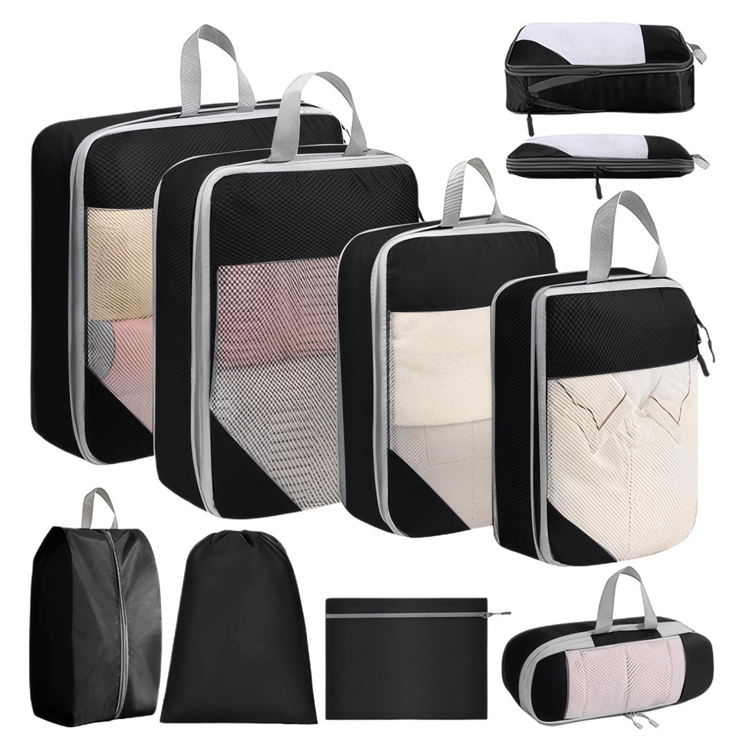 Kompressionspackwürfel für Koffer, 8 Stück erweiterbare Reisepackwürfel für Rucksack, ultraleichte R