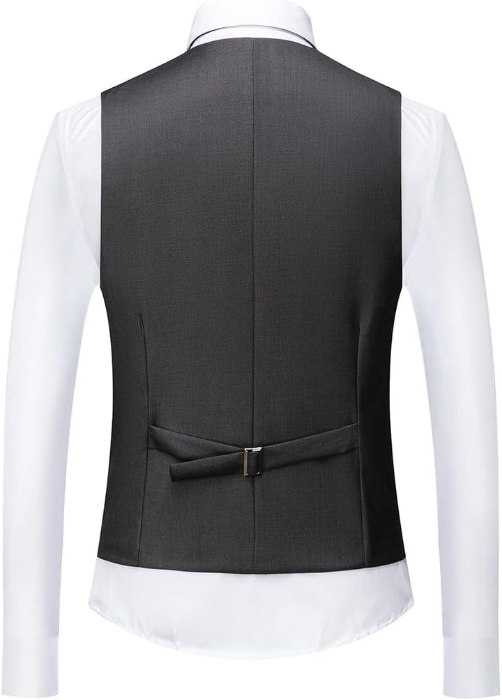 Herren Anzug 3-teilig Slim Fit Einreihig Zwei Knöpfe Hochzeit Smoking Anzug Blazer Weste Hose, Grau