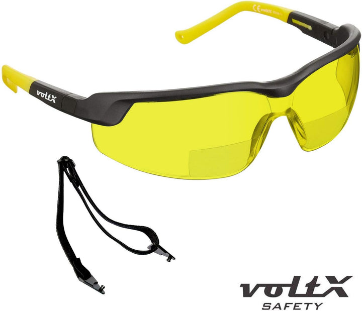 voltX 3 x GT ADJUSTABLE Bifokale Lesen Schutzbrille (KLAR, GELB, BRAUN +2.5 Dioptrie) CE EN166F, Ant