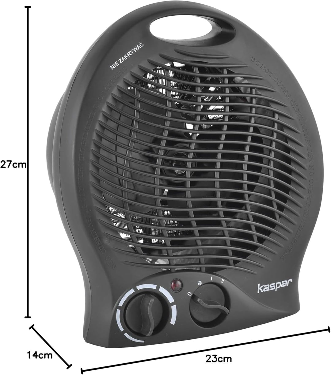 KASPAR Heizlüfter Klein Kompakt Thermoventilator Elektroheizer 1000 W 2000 W Mit Ventilatorfunktion