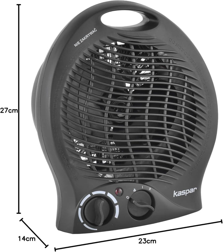 KASPAR Heizlüfter Klein Kompakt Thermoventilator Elektroheizer 1000 W 2000 W Mit Ventilatorfunktion