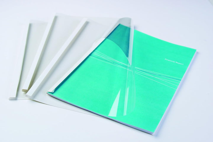 Fellowes Thermobindemappen Standard, 150 Mikron Vorderseite (PVC) / 200g/m² Rücken (glänzend), weiss