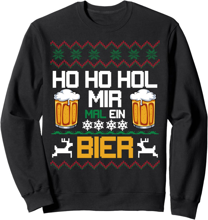 Ho Ho Hol Mir Ein Bier Lustiges Ugly Christmas Weihnachts Sweatshirt