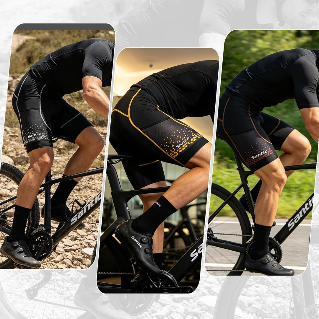 Santic Radlerhose Herren Kurz mit Sitzpolster Radhose Herren Kurz Fahrradhose Herren Gepolstert Rads