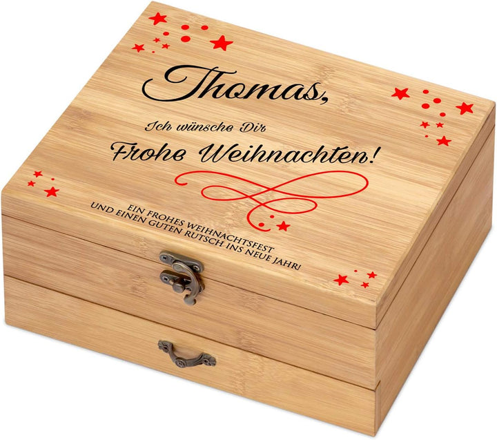 Maverton Weinöffner-Set personalisiert Weinset Sommelier Set - Geschenkbox Holzbox + 8er Weinzubehör