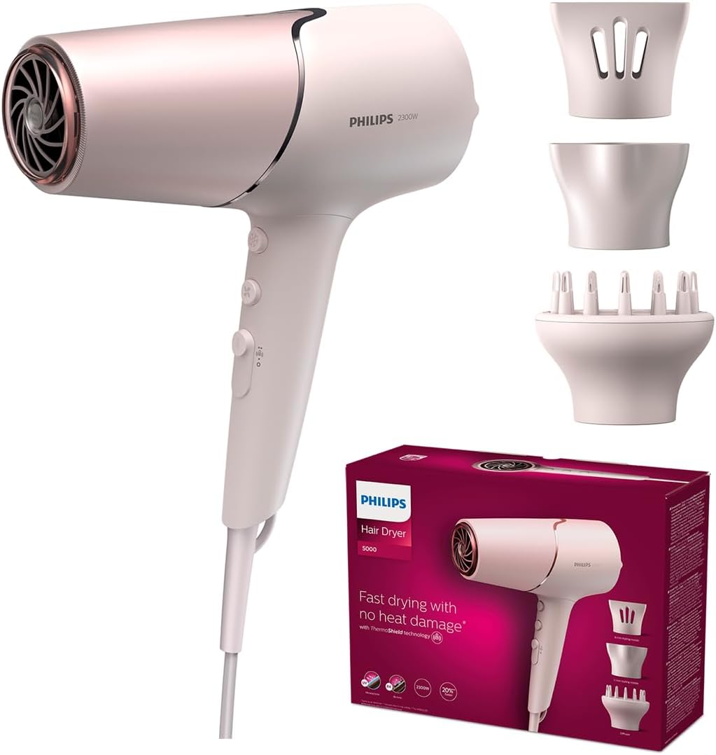 Philips Series 5000 Haartrockner mit ThermoShield Technologie - 2300W, Ionisierungsfunktion, 6 Hitze