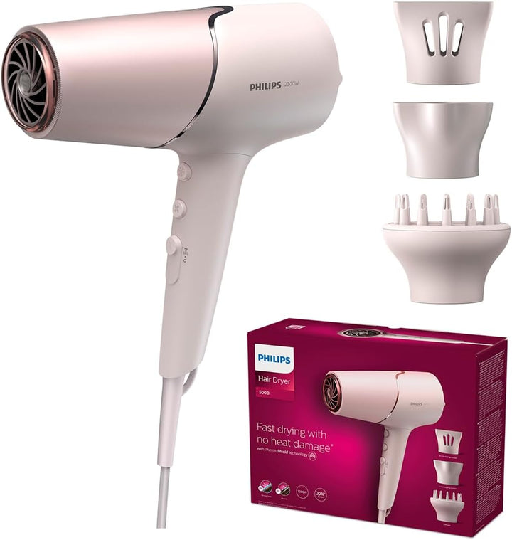 Philips Series 5000 Haartrockner mit ThermoShield Technologie - 2300W, Ionisierungsfunktion, 6 Hitze